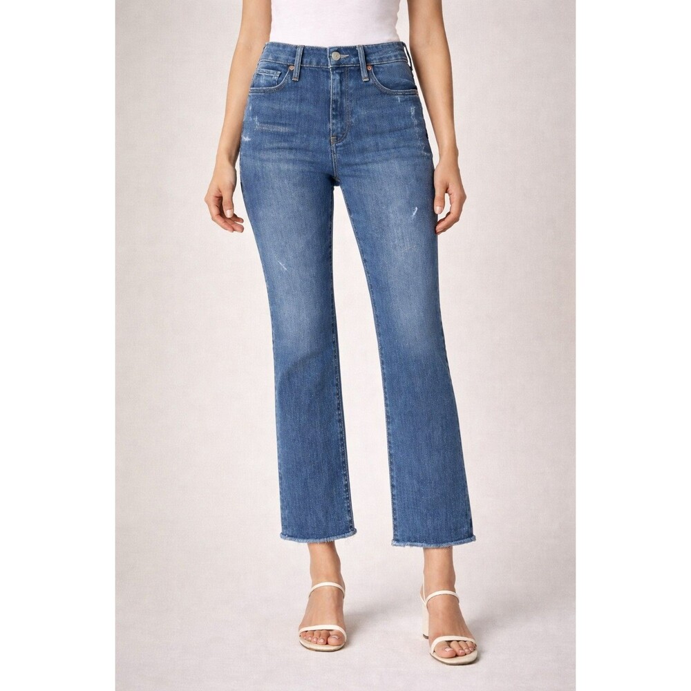 PAIGE Shelby Jeans Women’s 29 Bliss Distressed Raw Hem Straight Crop